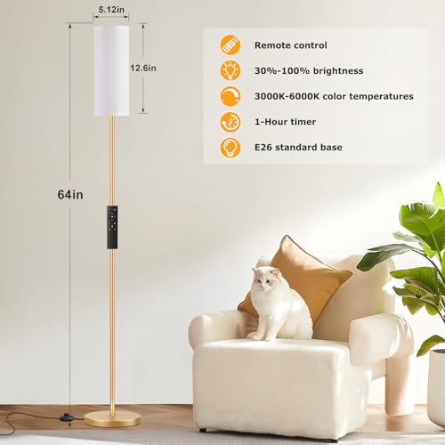 64'' Floor Lamps for Living Room with Remote Control and Stepless Dimmable Colors Temperature & Brightness