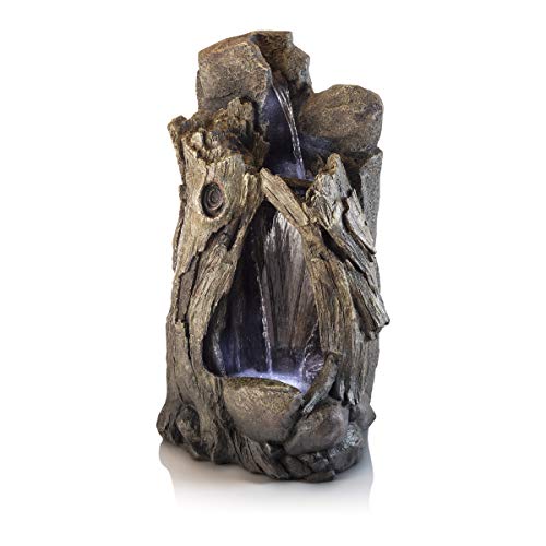 WIN270 52" Outdoor Rainforest Waterfall Tree Trunk Fountain with LED Lights