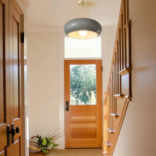 15.7″‌ Large Ceiling Lamp Gold Brass 1Light Classic Gray Glass Shade