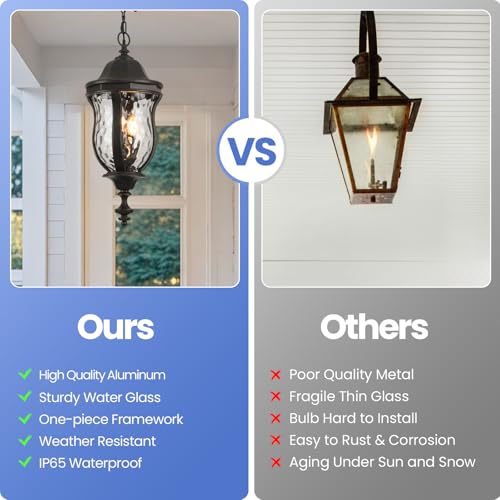 Large Outdoor Pendant Light Fixtures 23.6'' Exterior Hanging Lantern
