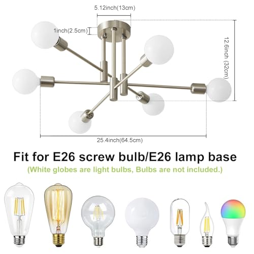 Nickel 6 Light Sputnik Ceiling Light Fixture