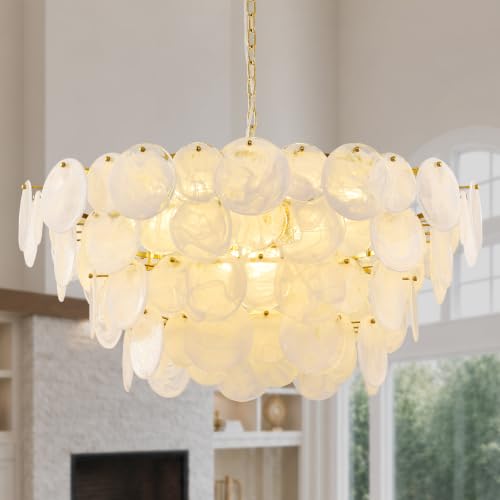 Large Gold Modern Glass Chandelier