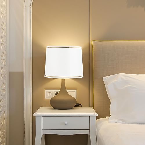 Lamp shades for Table Lamps 11.4" Top x 12.6" Bottom x 9.8" High Drum Lamp shades for Floor Lamps Medium Linen Lampshade Easy Assembly for Lamp Replacement