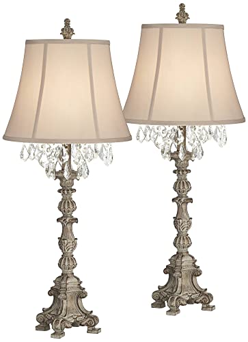 Duval 34" Large Buffet Table Lamps Set of 2 French Candlestick Bronze (2 Count)