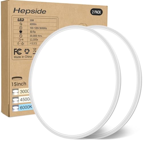 15.8INCH 2Pack Big Dimmable Flush Mount Ceiling Light Fixture White (2 Count)