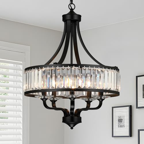 5 Light Black Crystal Chandelier (Black / 5-Light)