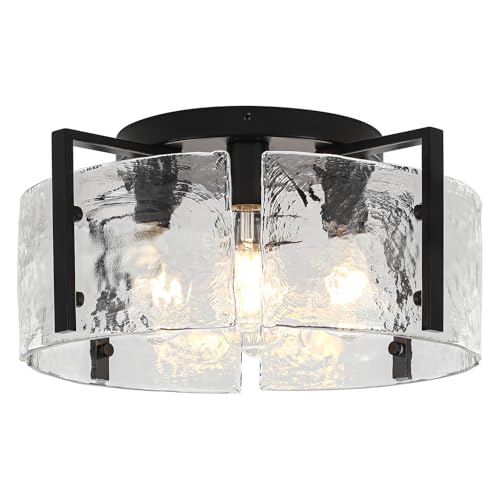 Modern Black Semi Flush Mount Ceiling Light 4 Lights Ceiling Lamp