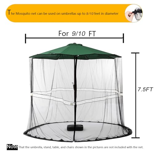 9 10FT Mosquito Net for Patio Umbrella Outdoors Screen Polyester Hanging Tent （Mosquito Net Only）