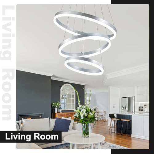 Dimmable 3 Ring LED Chandelier