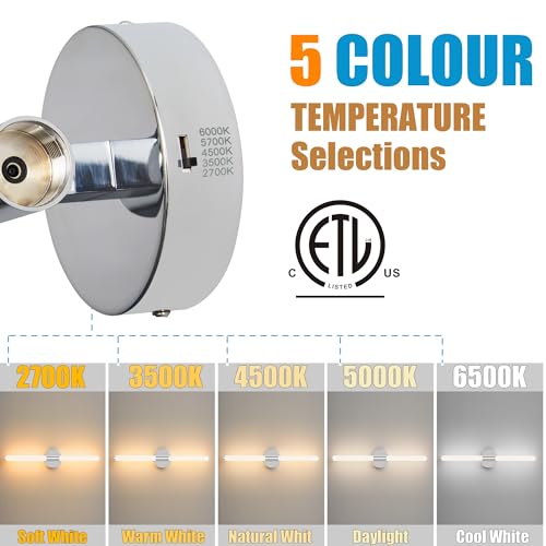Wall Sconces Set of 2 Hardwired LED Vanity Light Chrome 23" (2 Count)