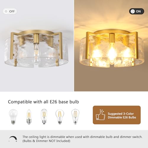 Gold 4 Light Semi Flush Mount Ceiling Light