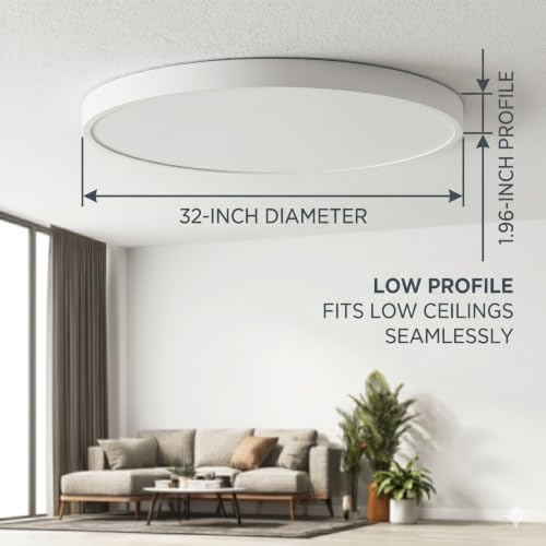 32 Inch Large LED Flush Mount Ceiling Light Fixture