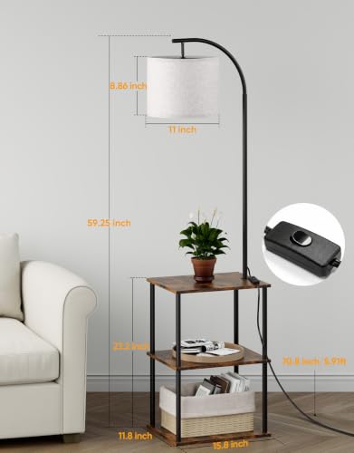 Floor Lamp with Table 2 (Rustic Brown)