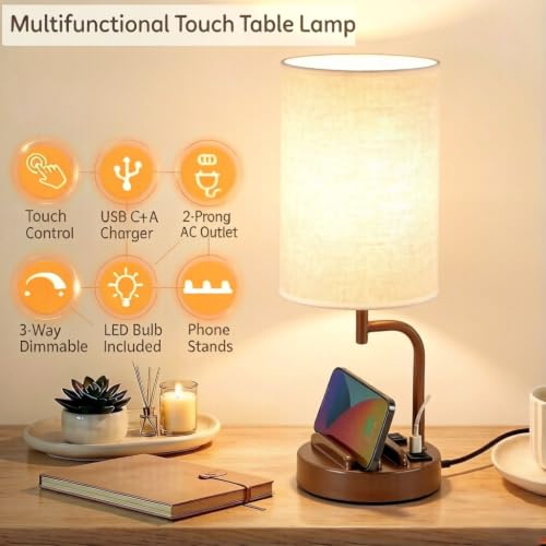 Touch Control USB Table Lamp with USB C