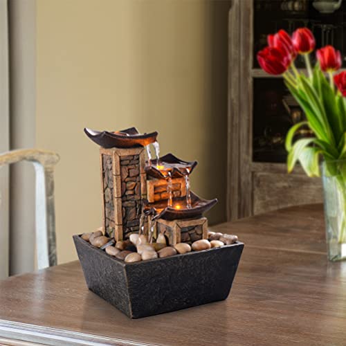 Indoor 3 Tier Tabletop Water Fountain with Soothing Sound