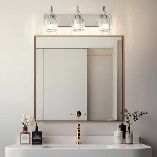 Brushed Nickel Vanity Light for Bathroom Crystal 3