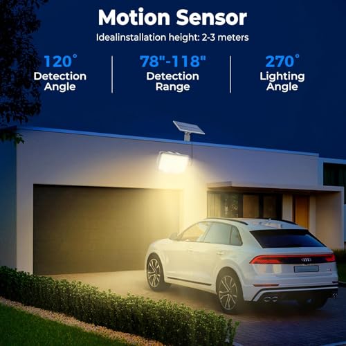 318 LED Solar Motion Lights Outdoor Waterproof with 16.4 FT Cable