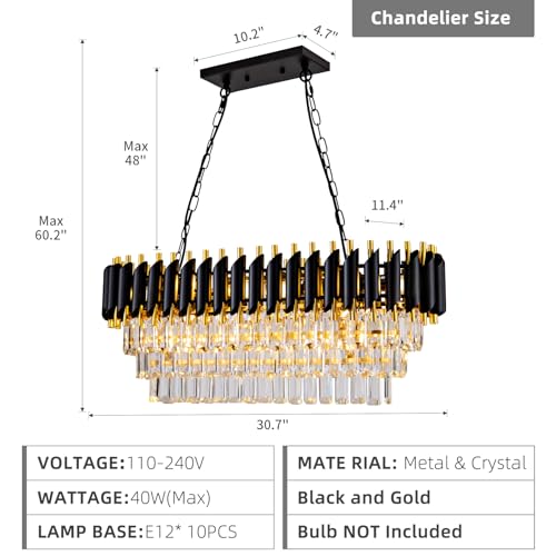 Modern Crystal Chandelier Black and Gold 10