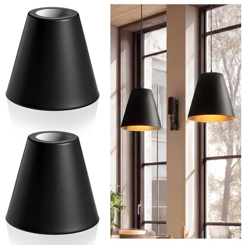 2 Pcs Black Cone Industrial Replacement Lamp Shades (2 Count)