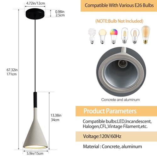 Farmhouse Grey Pendant Light Fixtures 1 (2 Count)