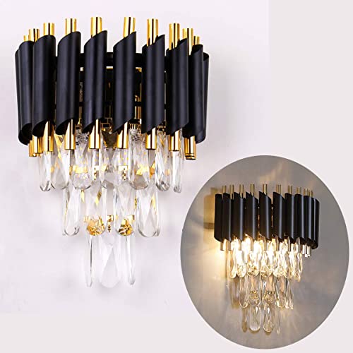 Black and Gold Crystal Wall Sconce