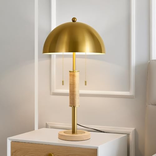 24" Modern Table Lamp for Living Room Gold Metal Nightstand Lamp with High