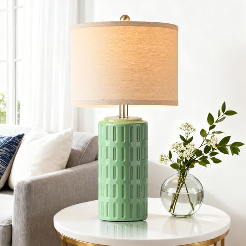 23" Farmhouse Modern Ceramic Table Lamp Set of 2 (2 Count)