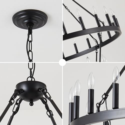 48" Black Wagon Wheel Chandelier 2