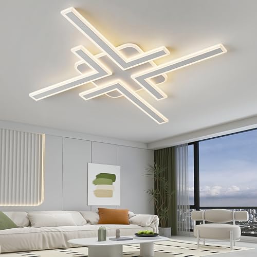 Modern LED Ceiling Lihgt with Remote Control Sputnik Flush Mount Ceiling Light Fixture 3 Color Dimmable White Chandelier for Kitchen Dining Room Living Room Bedroom