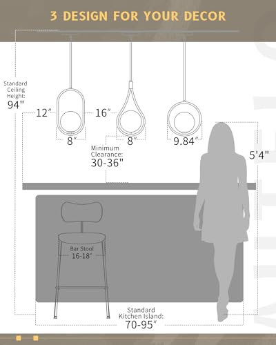 1 Light 8 Inch Glass Black Pendant Lights Kitchen Island
