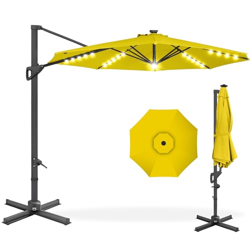 10ft Solar LED Cantilever Patio Umbrella