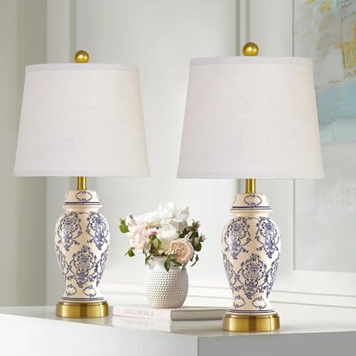 Chinoiserie Ceramic Small Table Lamps Set of 2 for Bedroom Bedside (2 Count)
