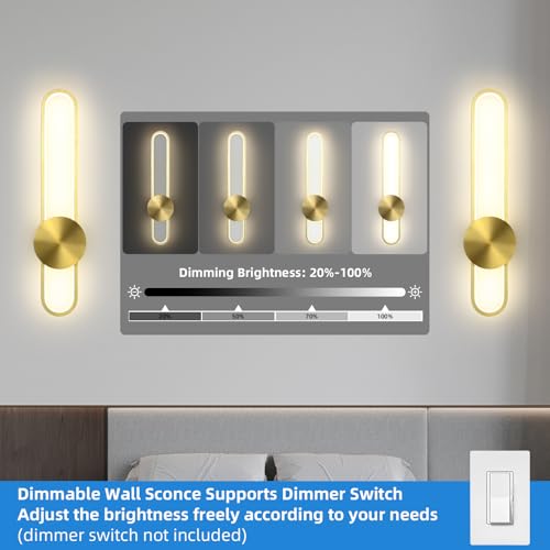 Modern Wall Sconce 4000K Dimmable LED Wall Light Fixture