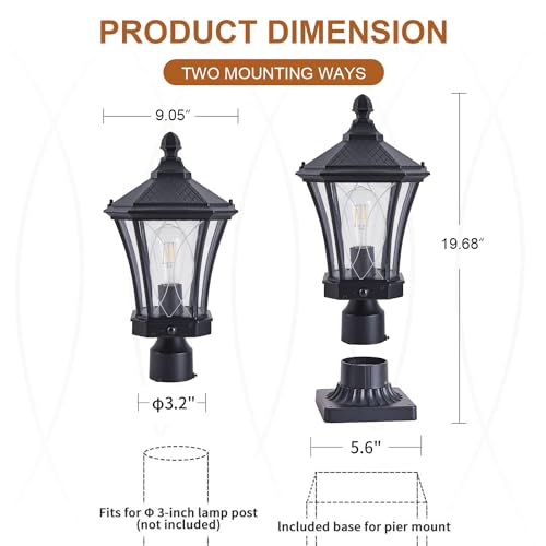 Motion Sensor Outdoor Post Lights with Pier Mount Base