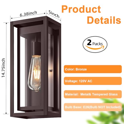 15" Outdoor Wall Lights (2 Count)