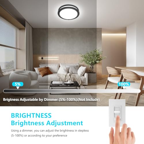 13inch LED Flush Mount Ceiling Light Fixture Dimmable Matte Black (4 Count)