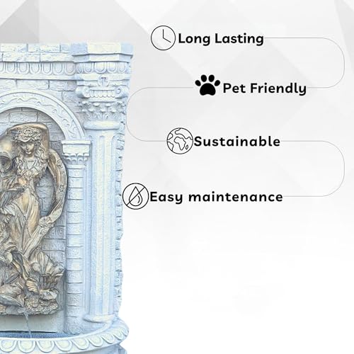 30.3" Solar Powered Wall Fountain with Gold Flower Maiden Statue