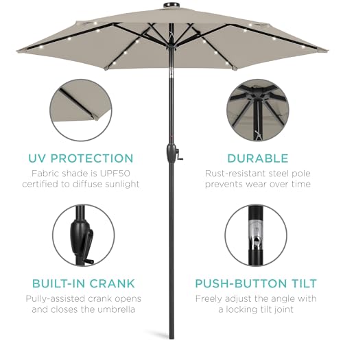 7.5ft Solar Umbrella LED Lighted Patio Umbrella
