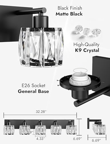 Crystal Vanity Lights for Bathrooms (5 Count)