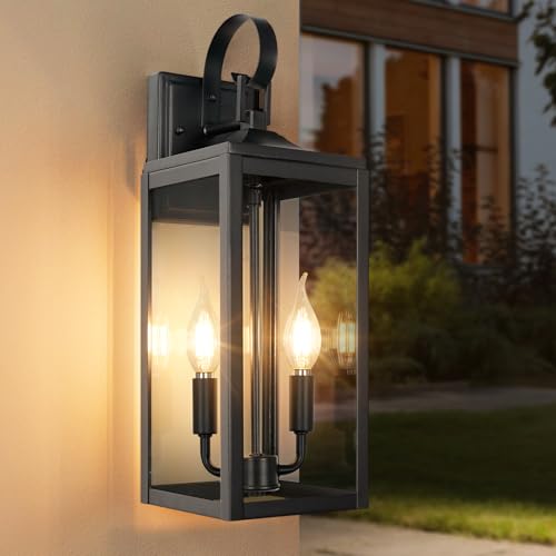 17.6" Black Outdoor Wall Light Fixture
