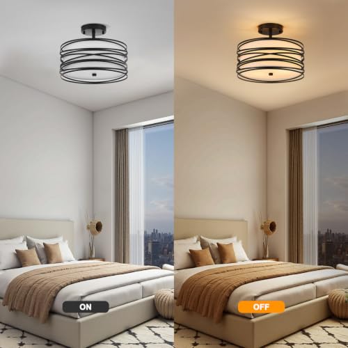 12.2" Black Semi Flush Mount Ceiling Light
