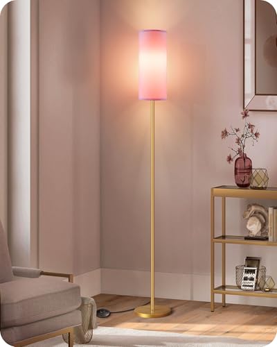 Dimmable Pink Floor Lamp for Living Room with Remote and Foot Switch
