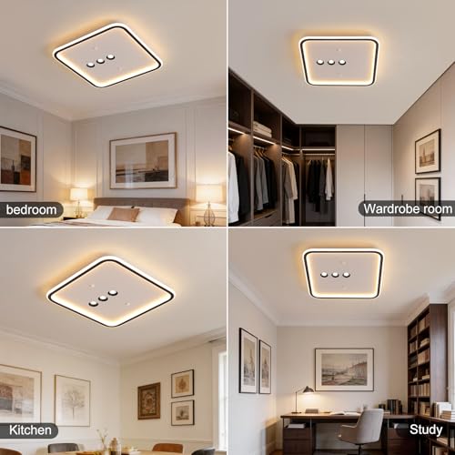 Square Diamond LED Ceiling Light with 3 Spotlights