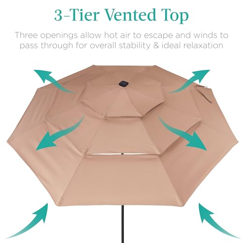 10ft 3 Tier Solar Patio Umbrella