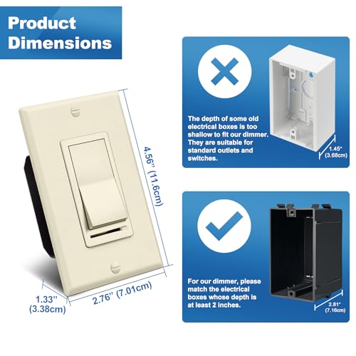 6PK Dimmer Wall Light Switch (6 Count)