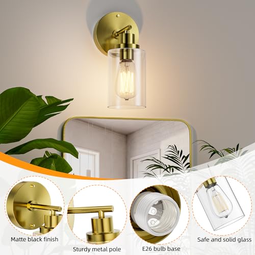 Bathroom Wall Sconce with Clear Glass Shade