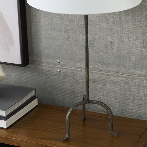 Home 28" Black Wrought Iron Heritage Metal Slim Tripod Table Lamp for Living Room