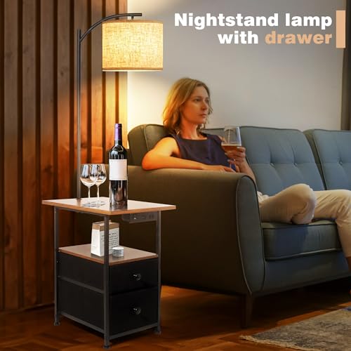 Floor Lamp with Table & 2 Drawers