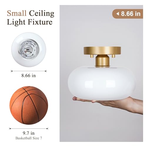 Mid Century Modern Gold Semi Flush Mount Ceiling Light 8.66 Inch