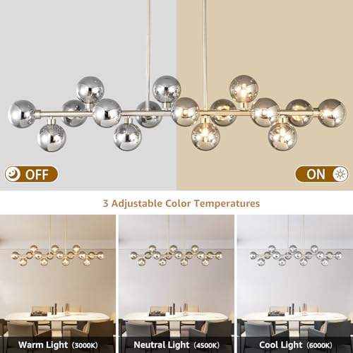 55" L Brushed Nickel Linear Chandelier 16